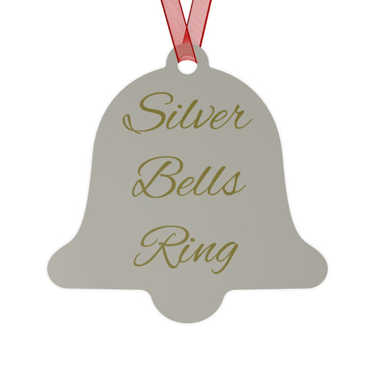Christmas Metal Ornaments — Silver Bell, Tree & Chocolate Coin Set