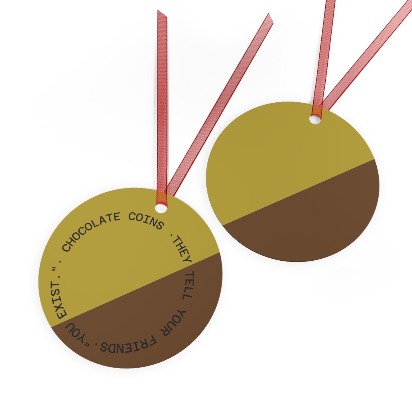 Christmas Metal Ornaments — Silver Bell, Tree & Chocolate Coin Set